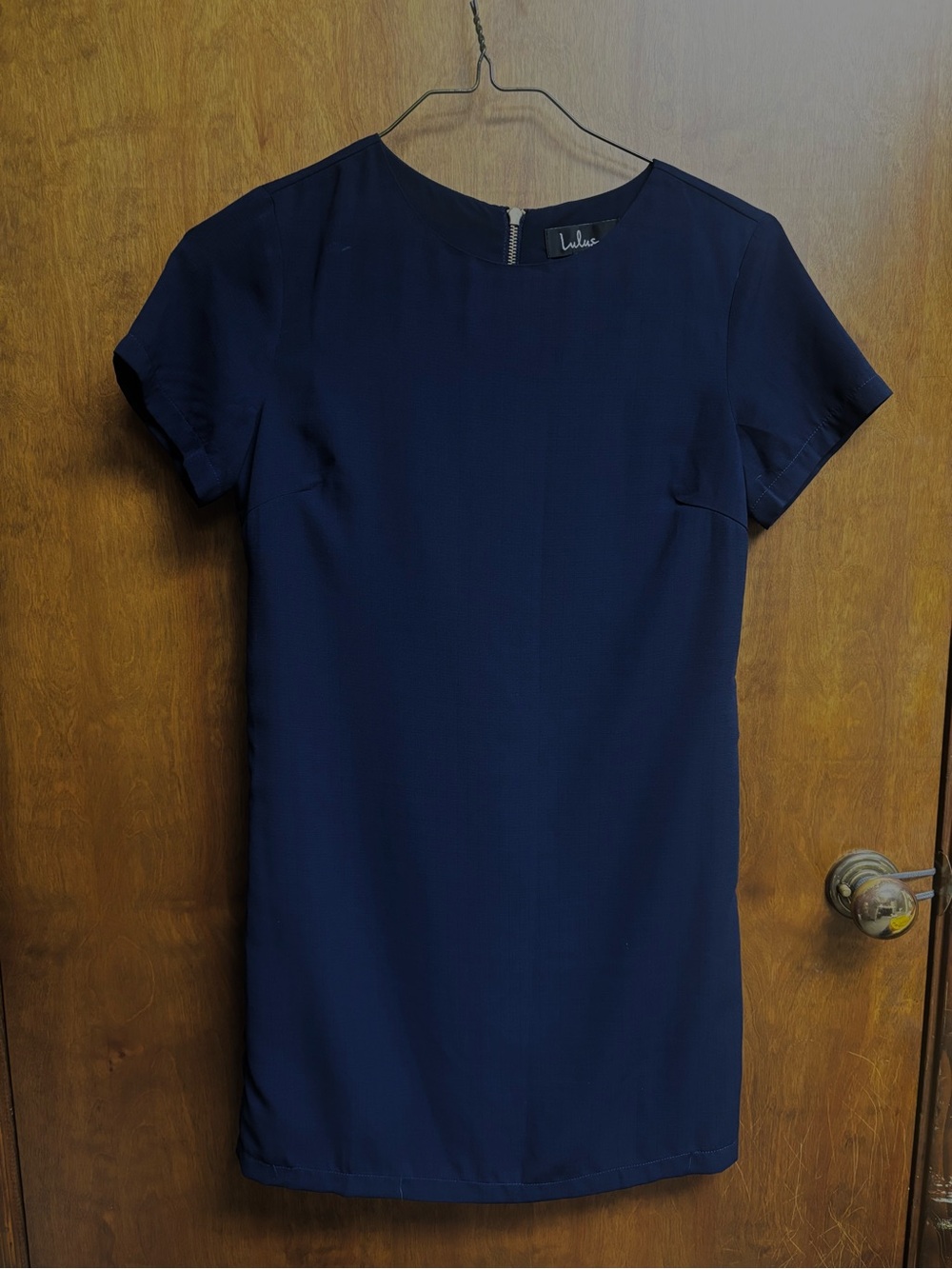 Lulu's dark Navy Short Sleeve Shift Mini Dress
